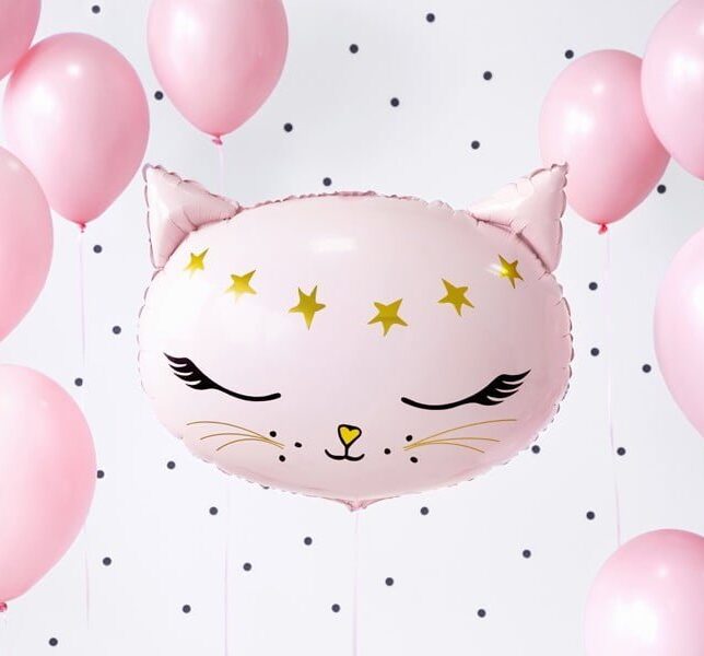 Balon foliowy różowy kotek