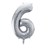 Balon foliowy 86 cm srebrna cyfra 6