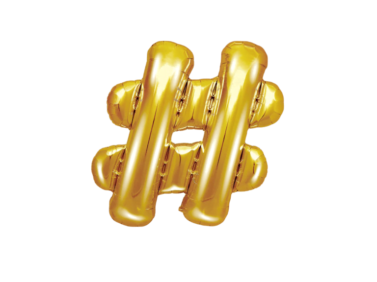 Balon foliowy złoty znak hasztag, 35 cm